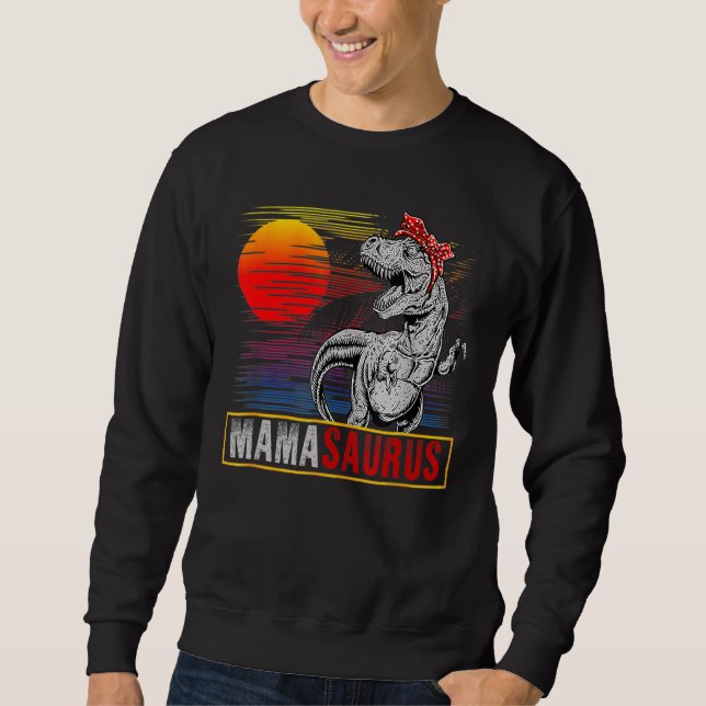 Sweatshirt Mamasaurus Rex Dinosaur Retro Sunset fête des mère (Devant)