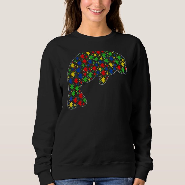 Sweatshirt Manatee Animaux Puzzle Pièces Sensibilisation sur  (Devant)