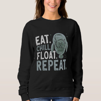 Sweatshirt Manatee Sea Animal Manger Chill Flotte Répéter Man