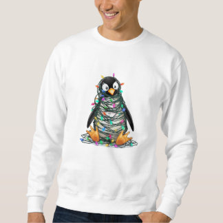Sweatshirt Manchot empêtré dans les lumières de Noël
