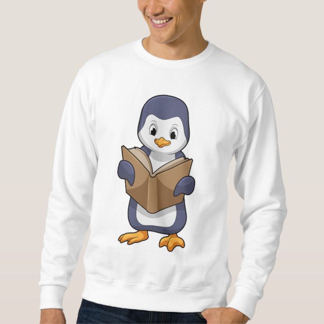 Sweatshirt Manchot studieux avec livre (Devant)