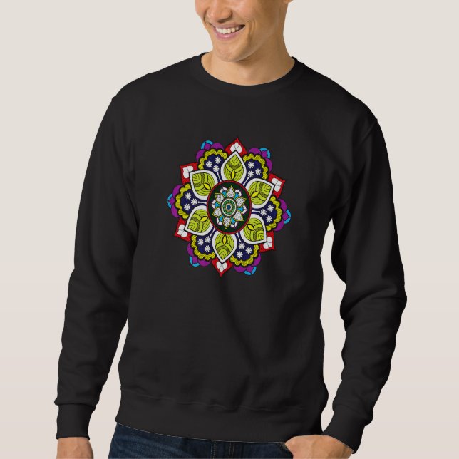 Sweatshirt Mandala de luxe avec arabesque dorée 2 (Devant)