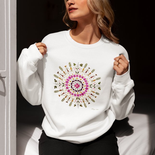 Sweatshirt Mandala floral unique l'Art de la fleur pressée  (Créateur téléchargé)