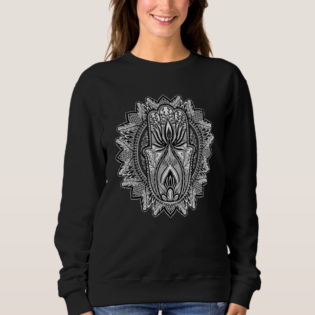 Sweatshirt Mandala Hamsa Hand Hindu Meditation Yoga Spiritual (Devant)
