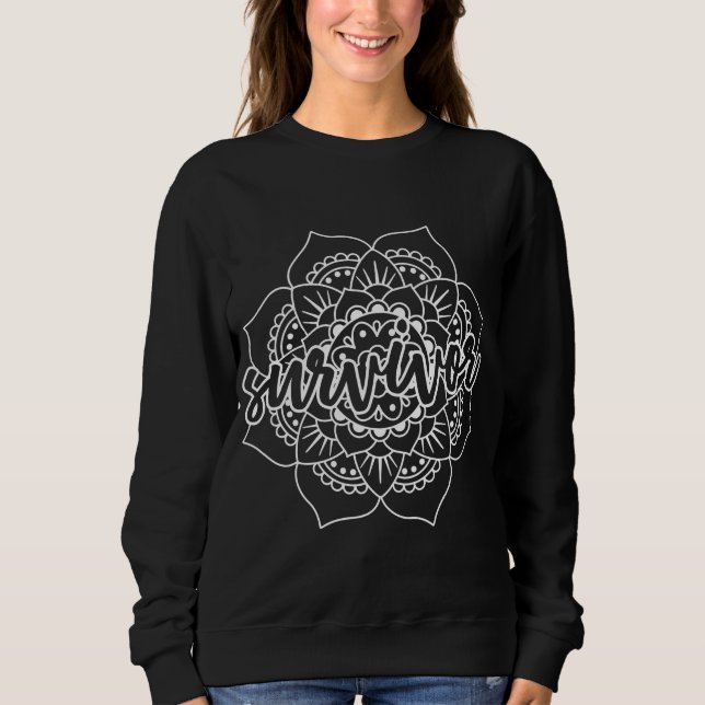 Sweatshirt Mandala, la survivante du cancer en blanc (Devant)