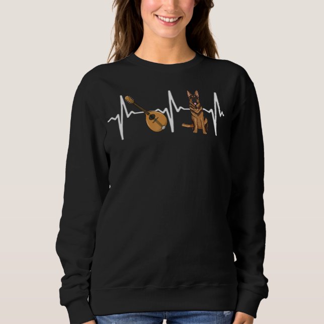 Sweatshirt Mandolin German Shepherd Heartbeat Chien (Devant)