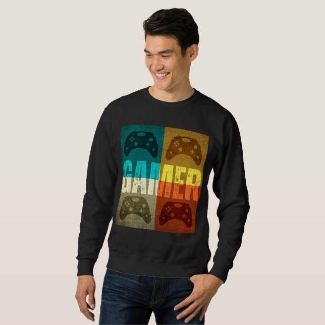 SWEATSHIRT MANETTE DE JEU VIDÉO RÉTRO GAMER (Devant entier)