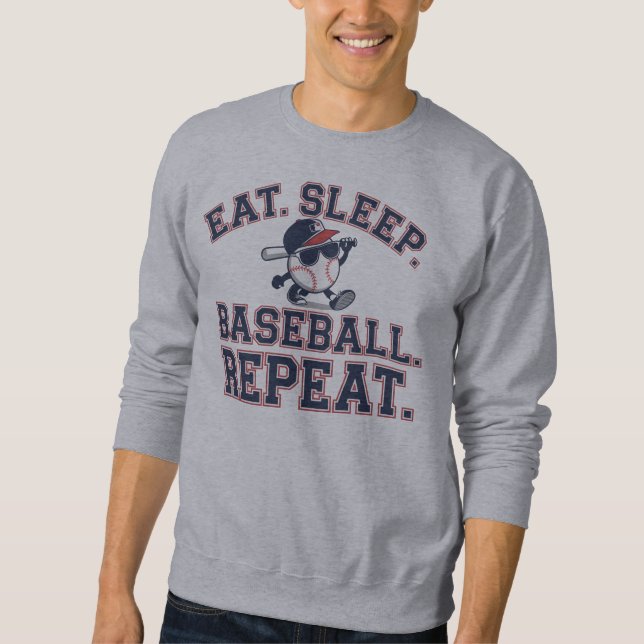 Sweatshirt Manger. Dormir. Balle de baseball. Recommencer (Devant)