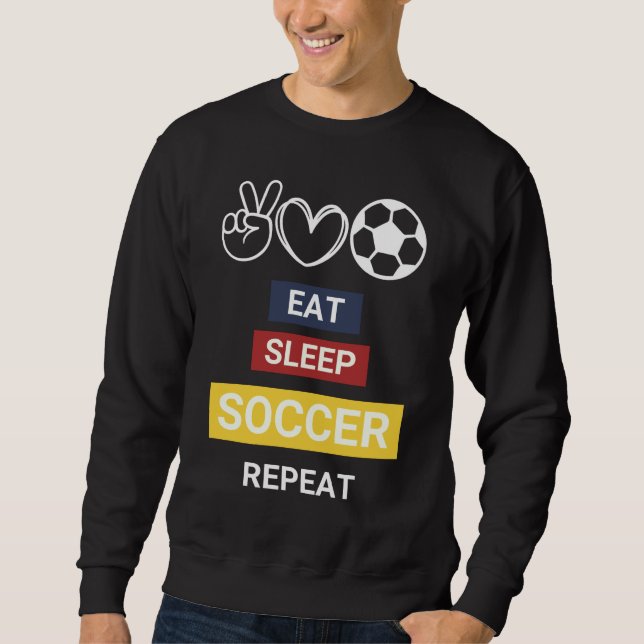 Sweatshirt Manger, Dormir, Football, Répéter (Devant)