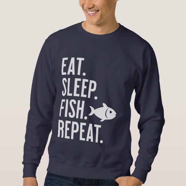 Sweatshirt Manger. Dormir. Poisson. Recommencer. Amoureux de  (Devant)