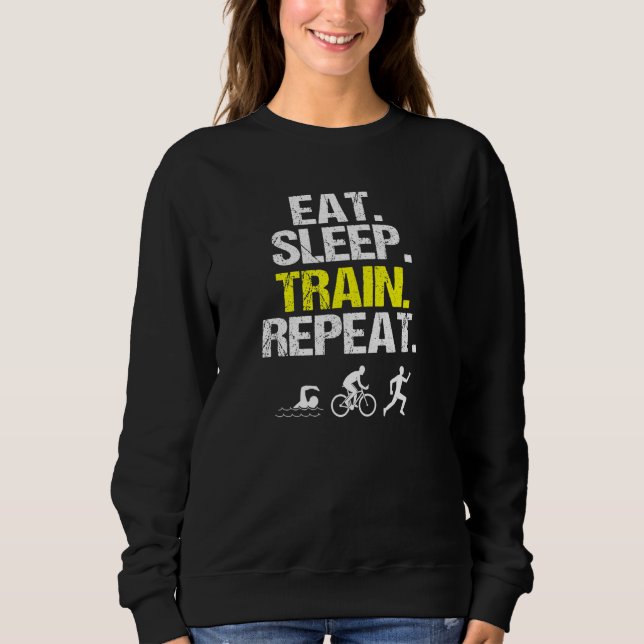 Sweatshirt Mangez le train du sommeil Répéter le triathlon Na (Devant)