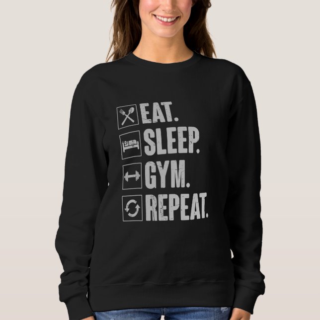 Sweatshirt Mangez Sleep Gym Répétez l'entraînement Vintage (Devant)