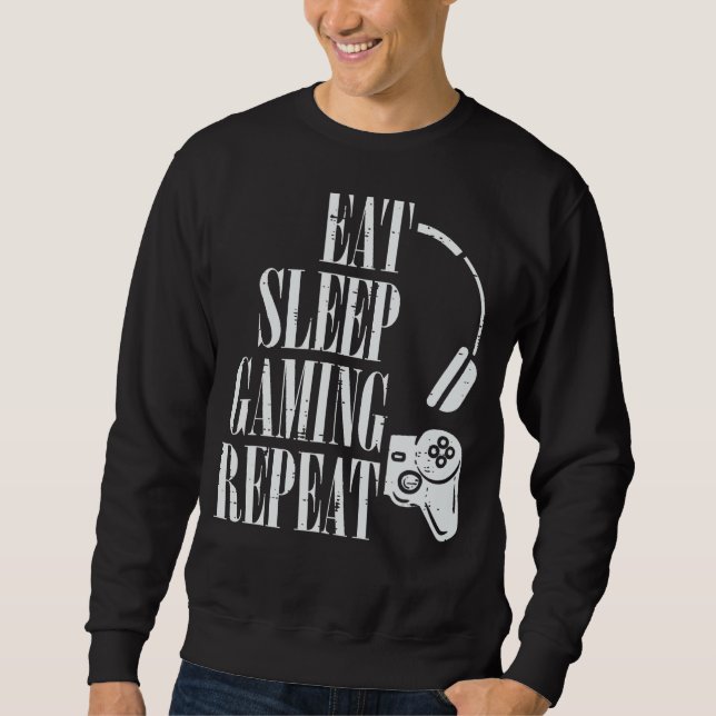 Sweatshirt Mangez Sleep Jeu Répéter Funny Joueur Garçons Enfa (Devant)