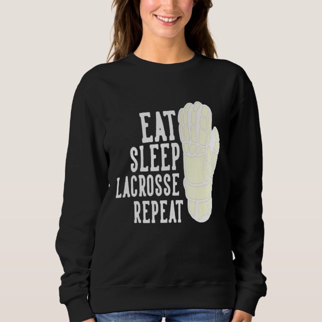 Sweatshirt Mangez Sleep Lacrosse Repeat Boys Lax Sports Team  (Devant)