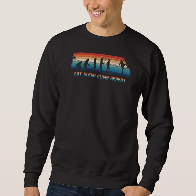 Sweatshirt Mangez Sommeil Grimpe Répétez l'évolution des alpi (Devant)