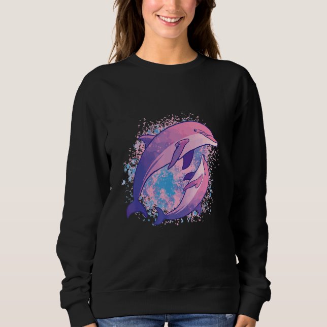 Sweatshirt Maori Polynesian  Dolphin Just a Girl Who Loves Do (Devant)