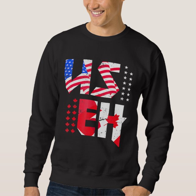 Sweatshirt Maple Leaf Us Drapeau Canadian American Pride Useh (Devant)