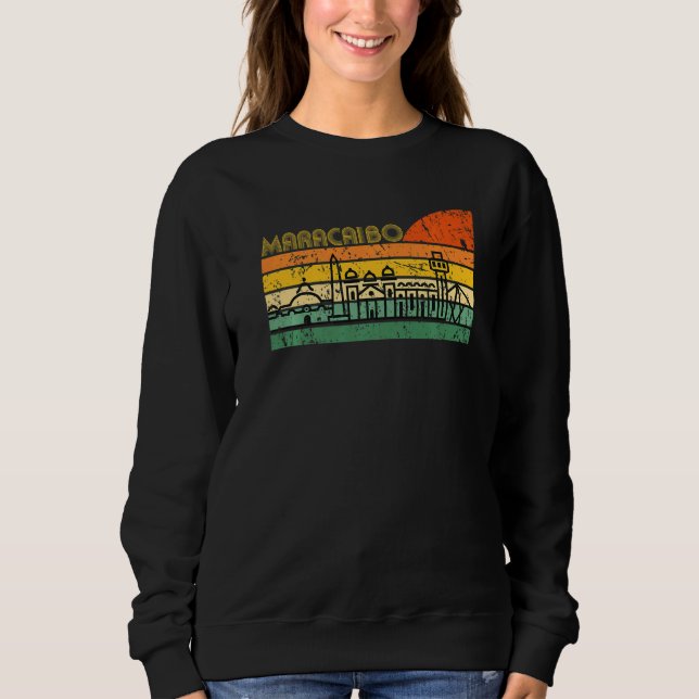 Sweatshirt Maracaibo Skyline Sunset Retro détendu (Devant)