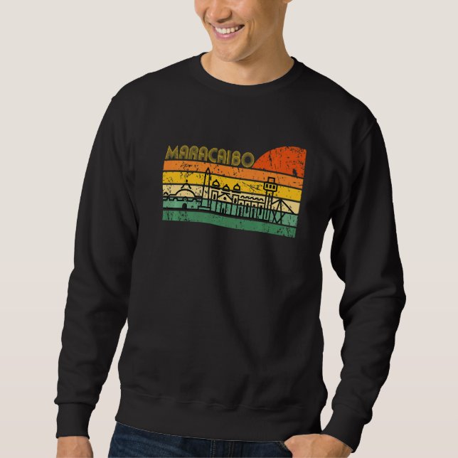 Sweatshirt Maracaibo Skyline Sunset Retro détendu (Devant)