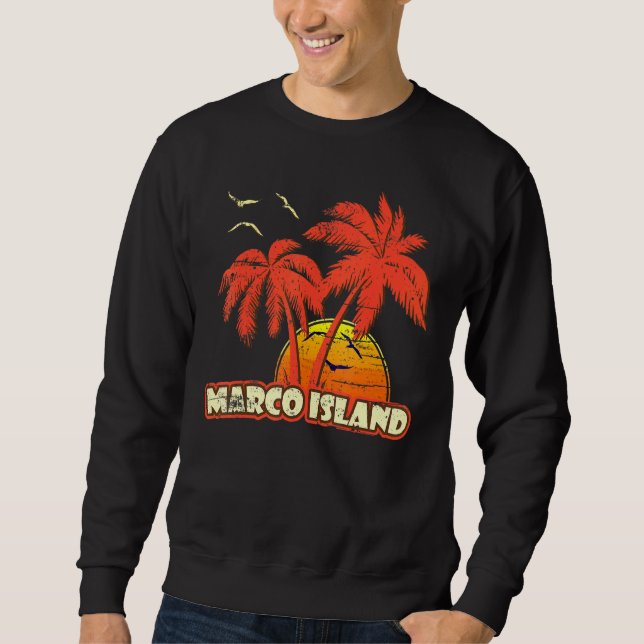 Sweatshirt Marco Island Summer Palm Trees 80s Beach Sunset (Devant)
