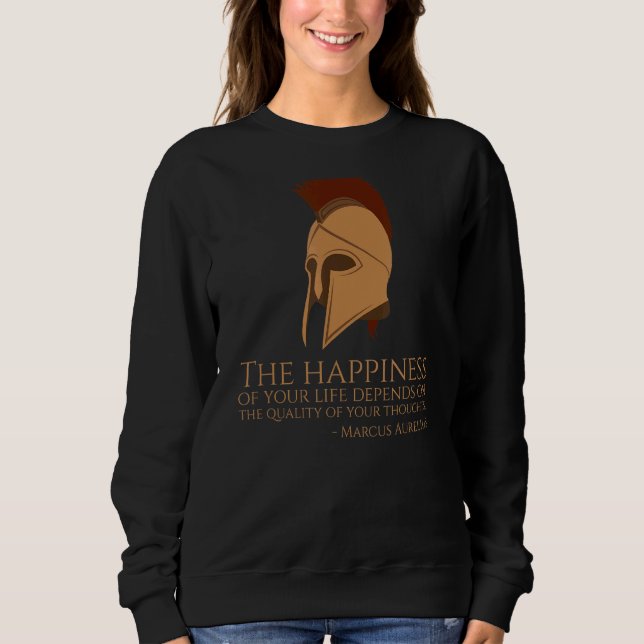 Sweatshirt Marcus Aurelius Citation Sur Le Bonheur Ancien P R (Devant)