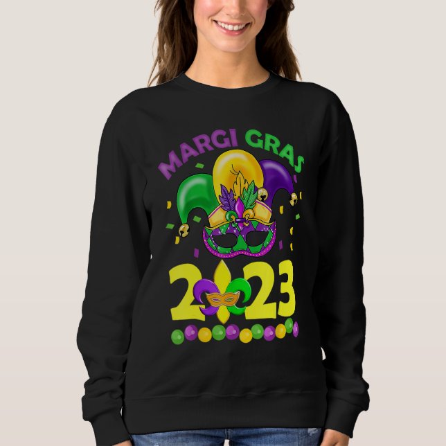 Sweatshirt Mardi Gras 2023 Womens Girls Mask Beads New Orlean (Devant)