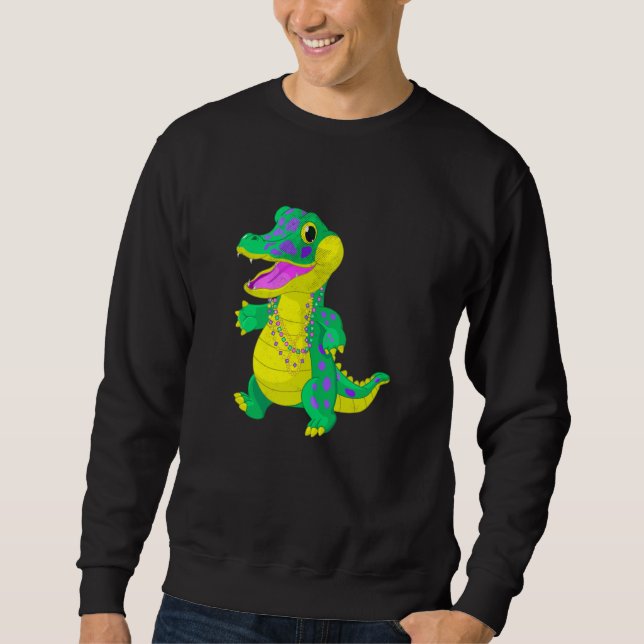 Sweatshirt Mardi Gras Alligator Beads Festival Parade Party B (Devant)
