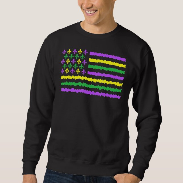 Sweatshirt Mardi Gras Avec Un Drapeau Américain Équipement De (Devant)