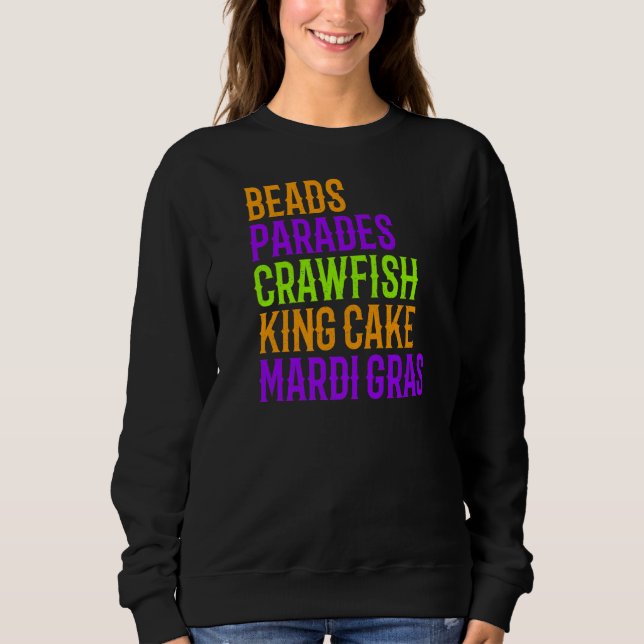 Sweatshirt Mardi Gras Carnival Beads Parade Crawfish Cajun Fe (Devant)