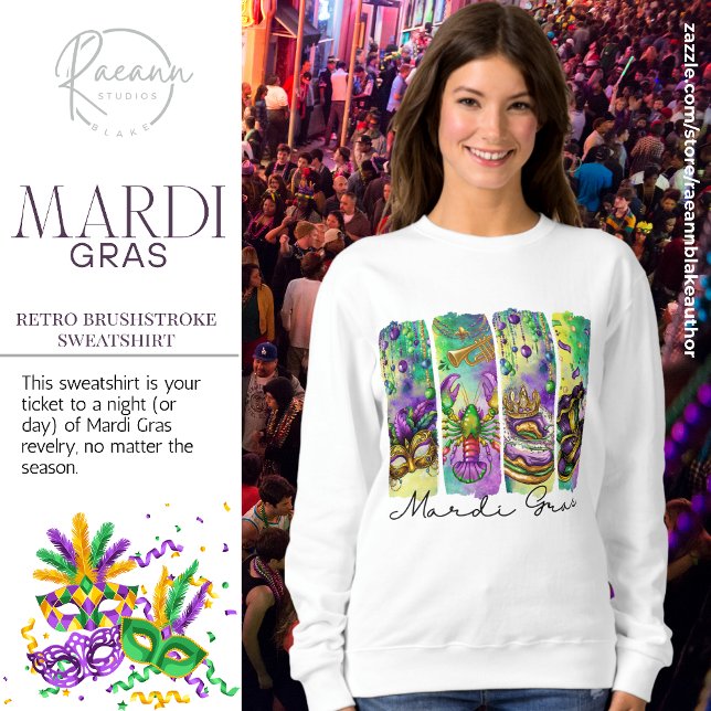 Sweatshirt Mardi Gras coup de pinceau rétro (Créateur téléchargé)
