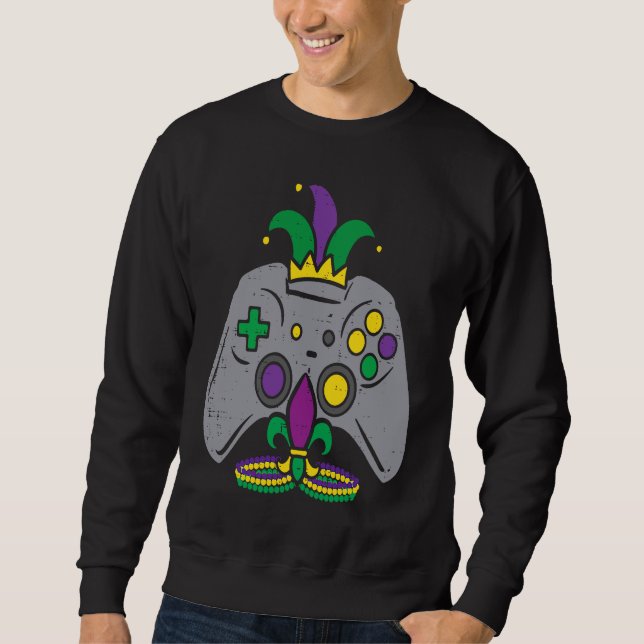 Sweatshirt Mardi Gras Gaming Controller Gamer Men Boys Kids Y (Devant)