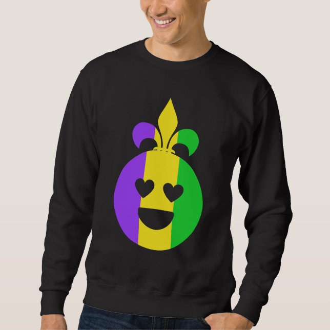 Sweatshirt Mardi Gras Joyeux Visage Souriant Fleur de Lis Drô (Devant)