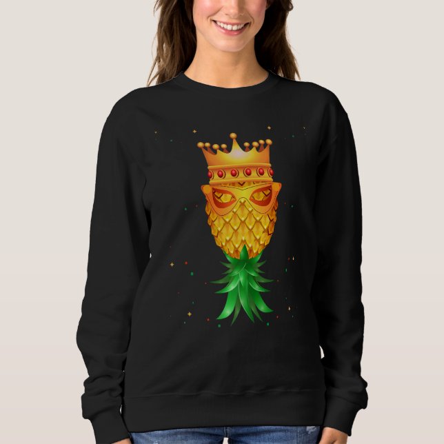 Sweatshirt Mardi Gras King Mask Swinger à l'envers de l'anana (Devant)