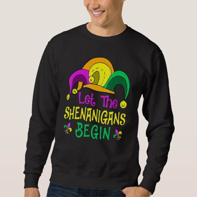 Sweatshirt Mardi Gras Let The Shenanigan Begin Jester Hat Kid (Devant)