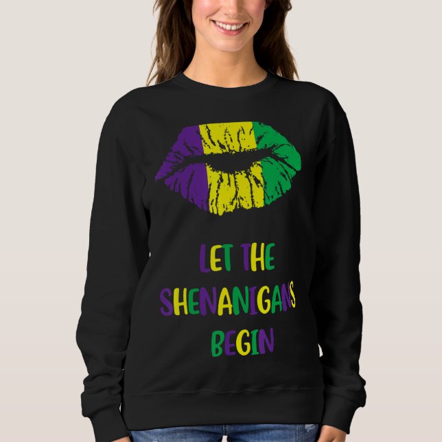 Sweatshirt Mardi Gras Lips Costume de lèvres femmes laisser S (Devant)