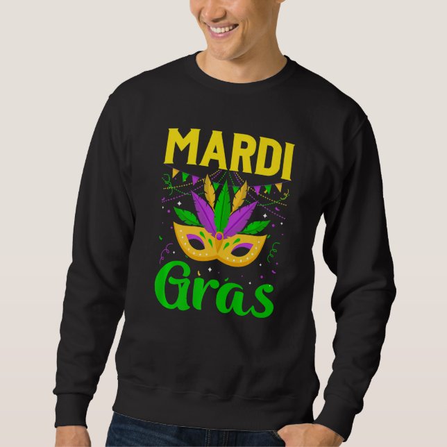Sweatshirt Mardi Gras Mask Beads Carnival Costume New Orleans (Devant)