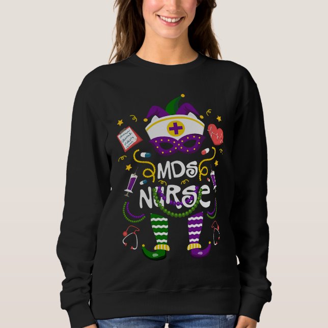Sweatshirt Mardi Gras MDS Nurse Women Costume Mardi Gras Nurs (Devant)