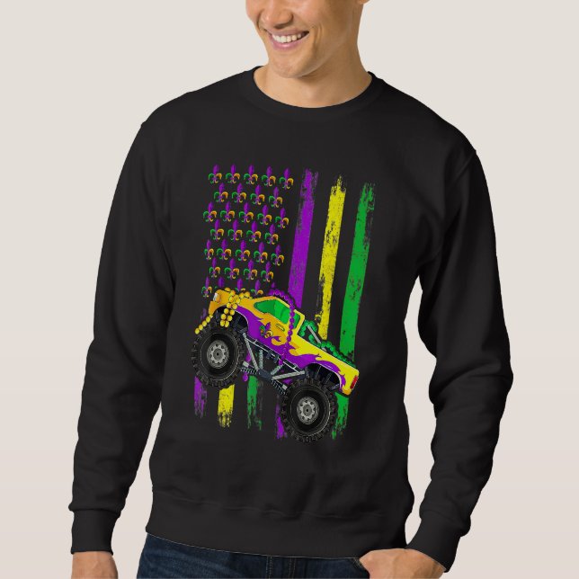 Sweatshirt Mardi Gras Monster Truck Beads American Flag Kids  (Devant)
