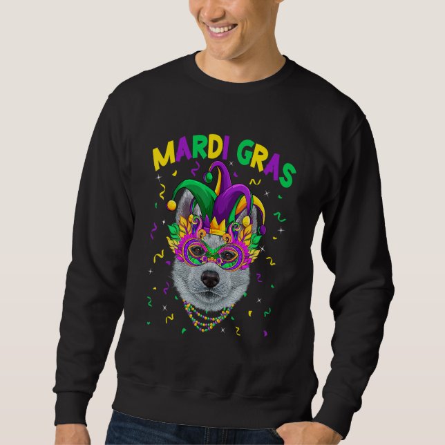 Sweatshirt Mardi Gras Party Cute Siberian Husky Dog Lover Jes (Devant)