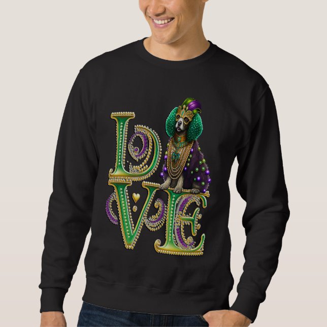 Sweatshirt Mardi Gras Poodle Word LOVE Masquerade (Devant)
