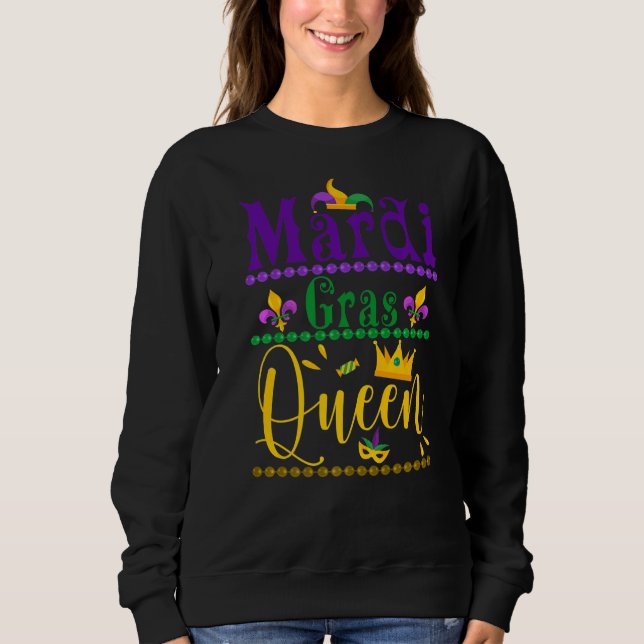 Sweatshirt Mardi Gras Queen Crown Mask Parade Mardi Cute Gras (Devant)