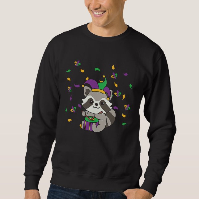 Sweatshirt Mardi Gras Raccoon With Drum Mardi Gras Costume (Devant)