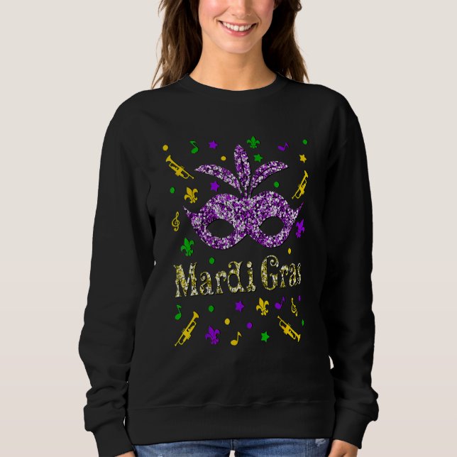 Sweatshirt Mardi Gras S Girls Mask Beads New Orleans Party Sh (Devant)