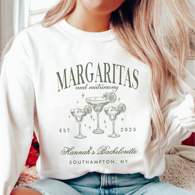 Sweatshirt Margaritas modernes rétro et Bach strié de mariage (Créateur téléchargé)