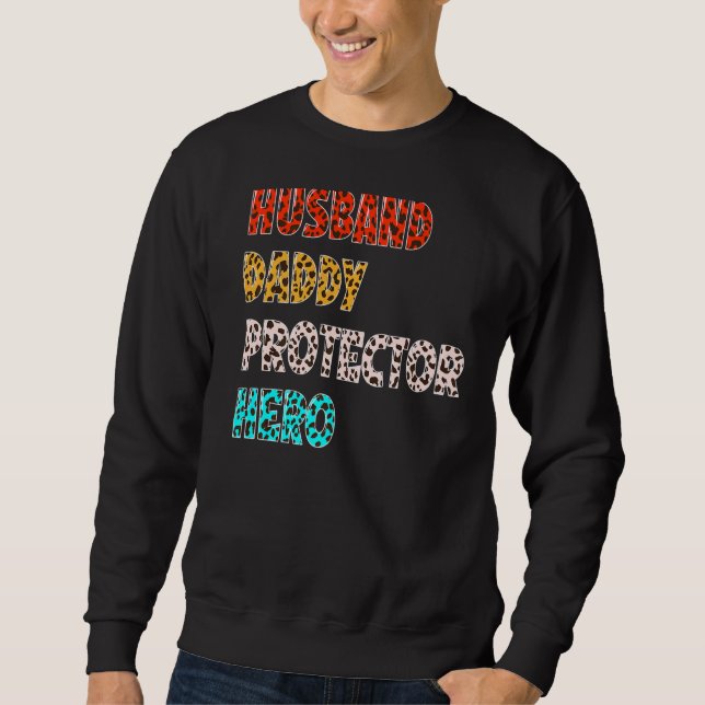 Sweatshirt Mari Daddy Protecteur Héros Léopard Vintage Fathe (Devant)