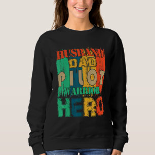Sweatshirt Mari Fils Papa Pilote Héros Vintage Rétro Assorti