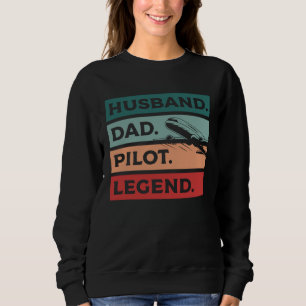 Sweatshirt Mari Papa Pilote Légende Aviation Aviateur