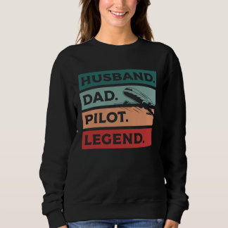 Sweatshirt Mari Papa Pilote Légende Aviation Aviateur