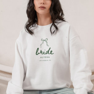 Sweatshirt Mariée Moderne à l'Écriture Verte Ruban Coquette M
