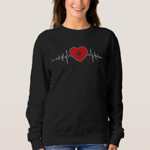 Sweatshirt Maroc Heartbeat Marocain Drapeau Marocain Cadeau M